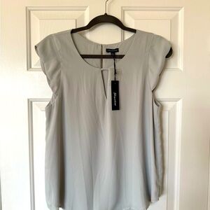 Shinestar Gray Scalloped Cap Sleeve Blouse
